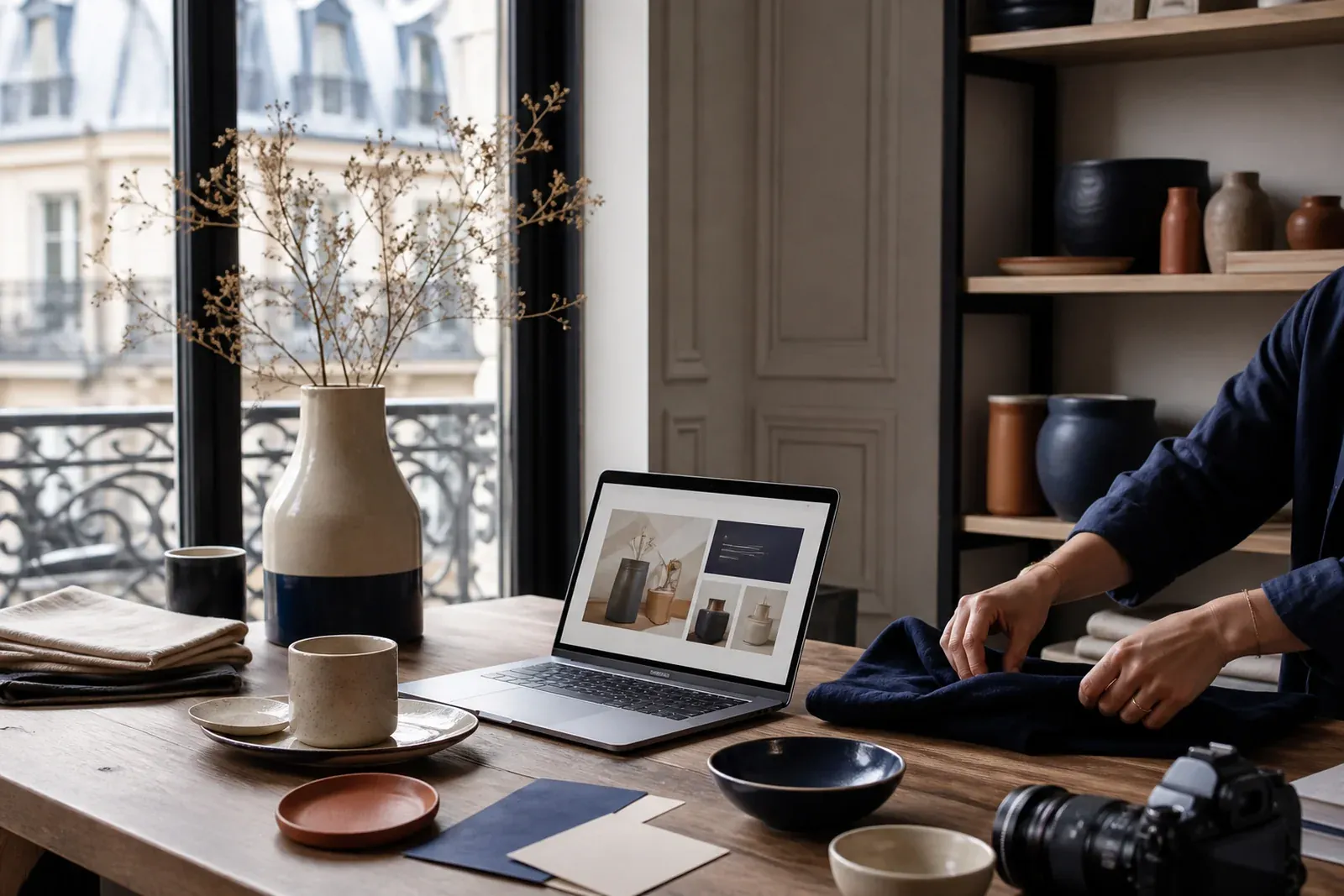 Préparation d’une présentation numérique pour un artisan parisien