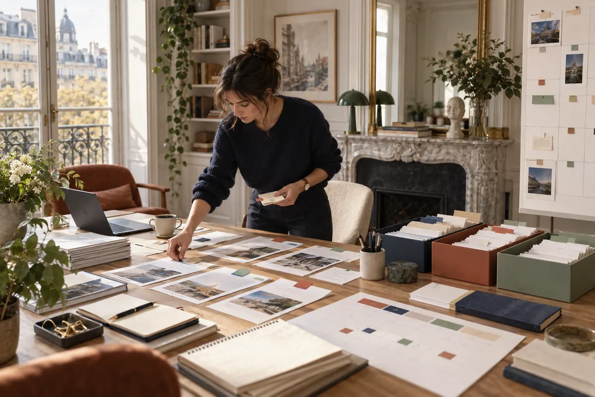 Organisation d’un calendrier éditorial avec fiches de pages, sources et échéances de révision